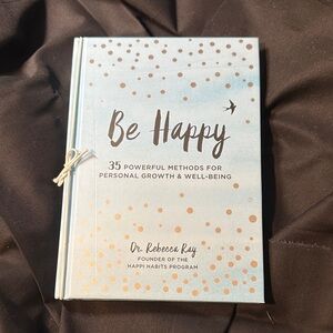 “Be Happy” Book with Gold Accents